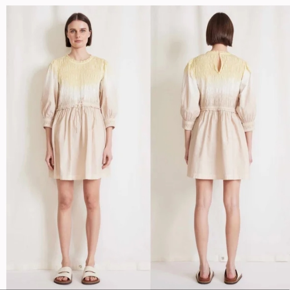 Apiece Apart Aldea Smocked Mini Dress in Soft Dip Dye New with Tags!